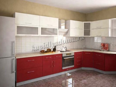 Кухня Ксения 1,6 МДФ (Белый/Красный)