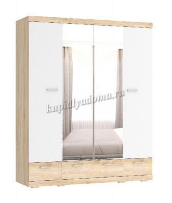 Шкаф с зеркалом Соната ШСЗ-1800 (Дуб сонома/Белый глянец)