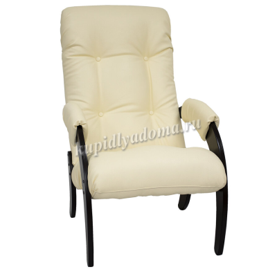 Кресло для отдыха Консул Модель 61 (Орех-эмаль/Экокожа Слоновая кость Dundi 112)